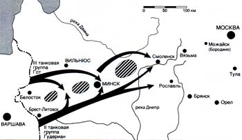Схема продвижения немецких войск на московском направлении